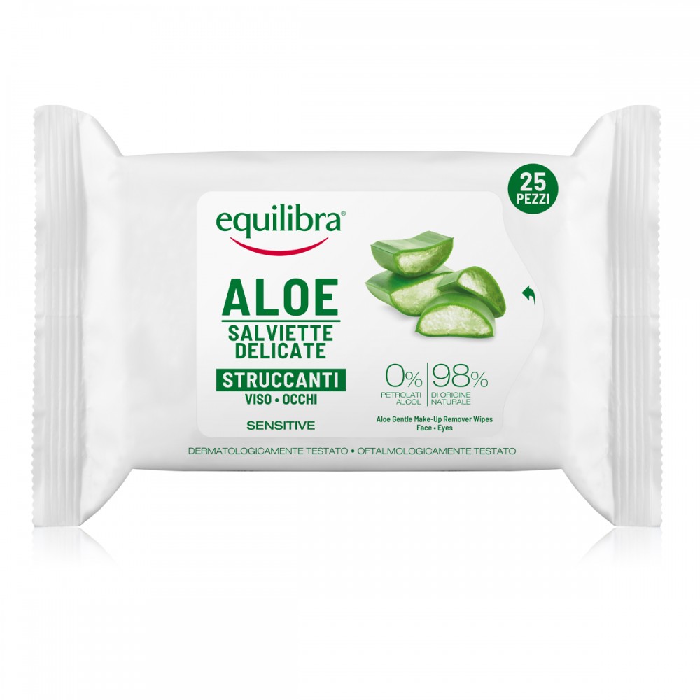 EQUILIBRA ALOE FACE AND EYE MAKE-UP REMOVER WIPES 25pcs