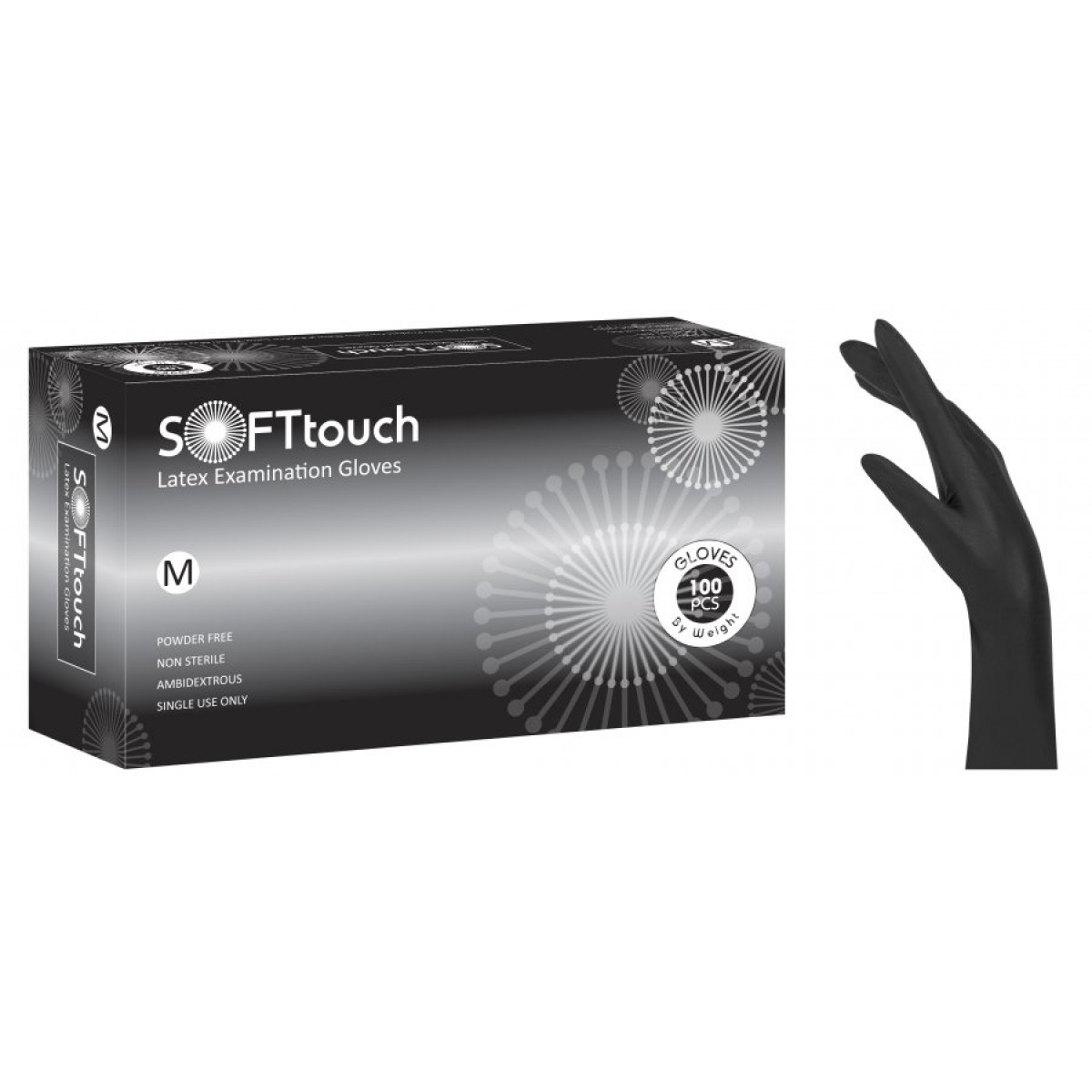 Γάντια Latex Soft Touch Μαύρα Χωρίς Πούδρα  100ΤΜΧ