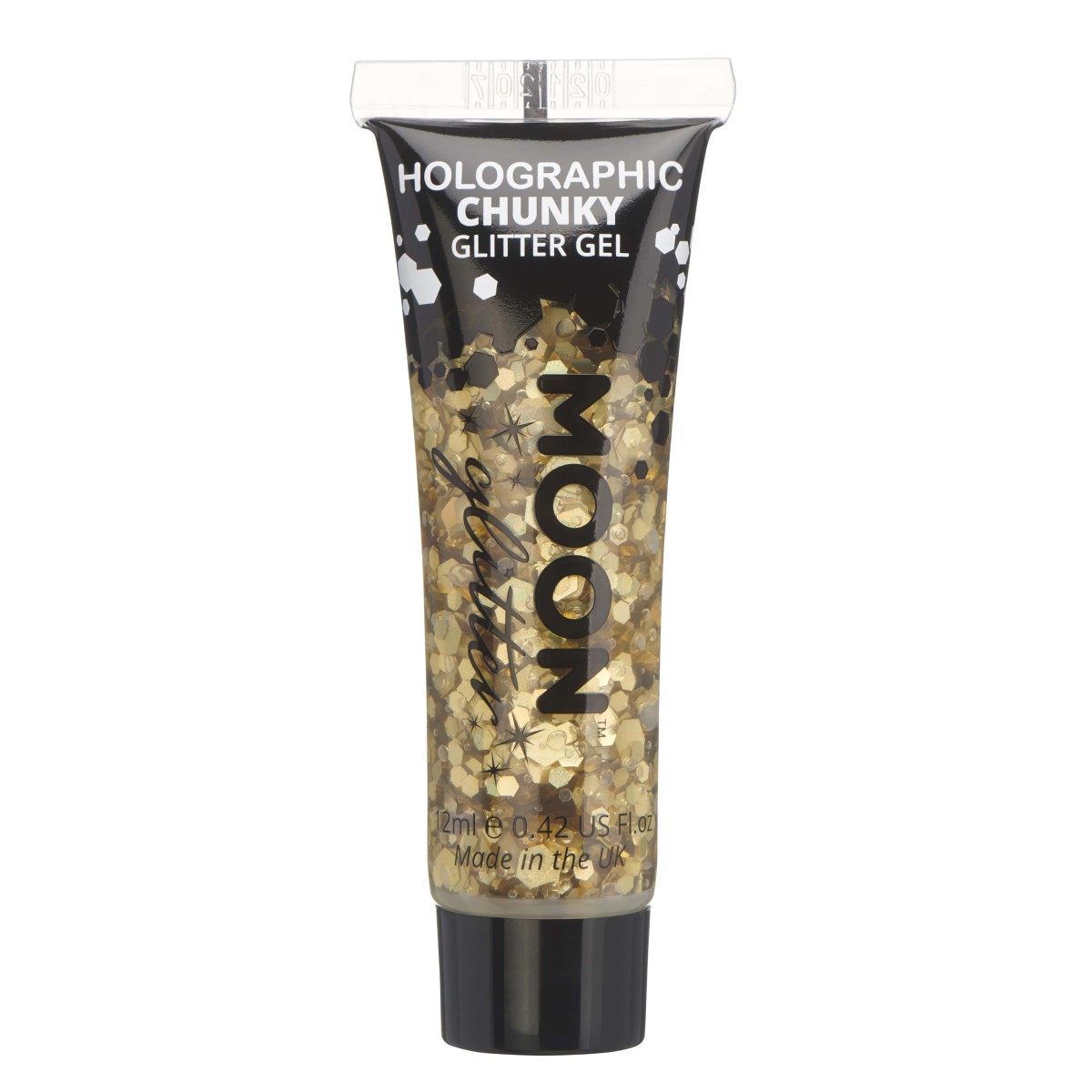 MOON CREATIONS G17 HOLOGRAPHIC CHUNKY GLITTER GEL GOLD 12ml