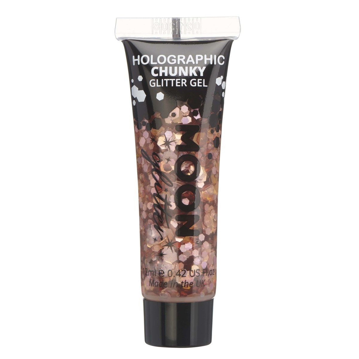 MOON CREATIONS G17 HOLOGRAPHIC CHUNKY GLITTER GEL ROSE GOLD 12ml